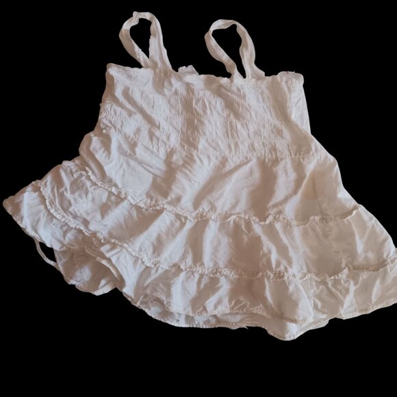 Vintage Infant Baby Dress 1T 18m White Tiered Sleeveless Lace Accents 1950's - Picture 3 of 6